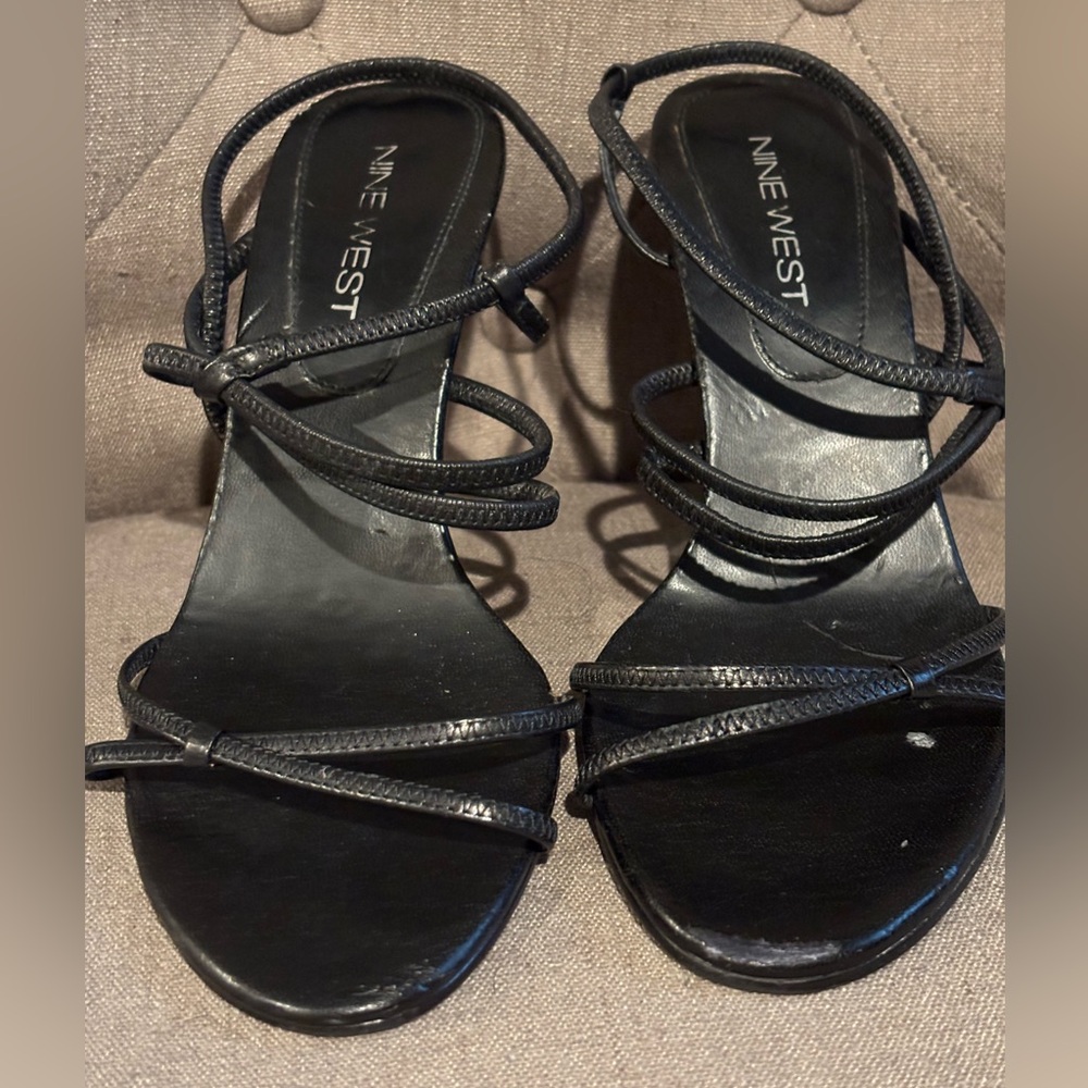 Nine West Black Strappy Heels